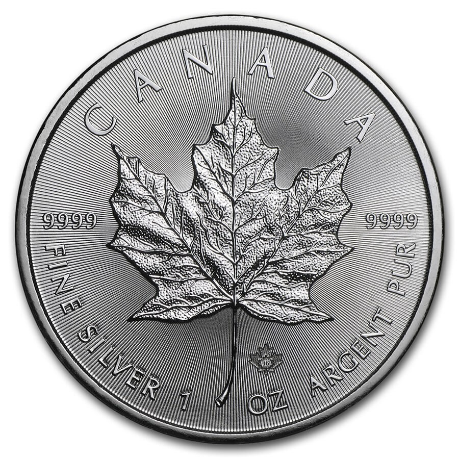 $5 Silver Canadian Maple Leaf 1 oz Random Year .9999 Fine Silver Maple Leaf 