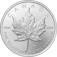 1 oz canadian palladium maple obverse