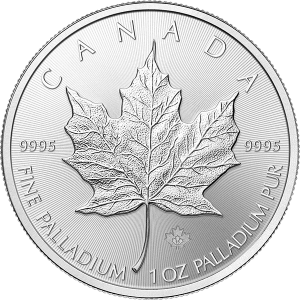 1 oz canadian palladium maple obverse