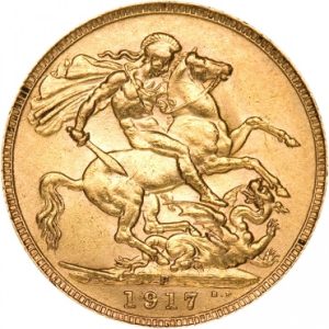 Gold British Sovereign Coin Reverse
