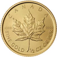 1/2 oz Canadian Gold Maple Leaf Reverse