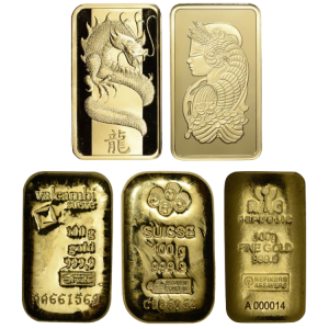 100 gram gold bar cast front