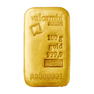 100 Gram Valcambi Gold Bar front
