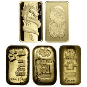 100 g cast gold bar front