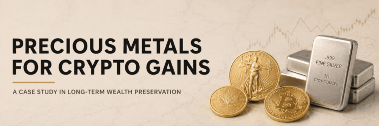 Gold and silver with Bitcoin symbol