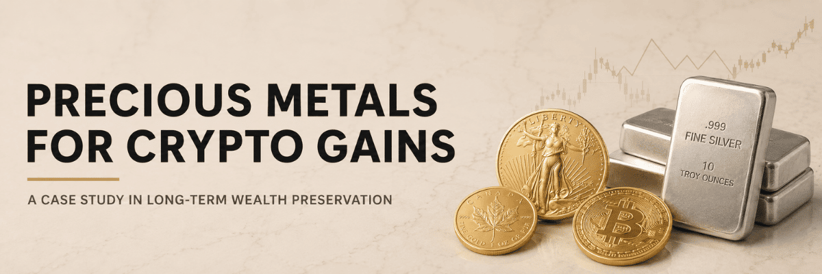 Gold and silver with Bitcoin symbol